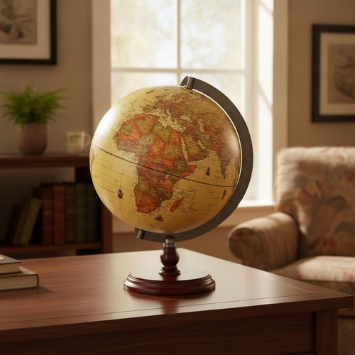 Antique globe 25cm rotating - antique,